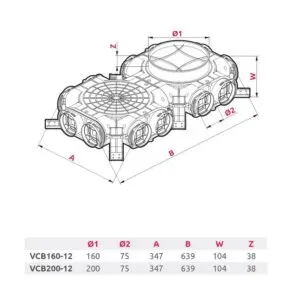 AWENTA PRO Skrzynki rozdzielcze VCB ⌀ 200 / 8,12,16 x 75