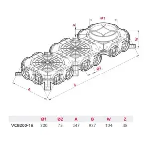 AWENTA PRO Skrzynki rozdzielcze VCB ⌀ 200 / 8,12,16 x 75